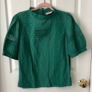 Green Lace Detail Women's Top